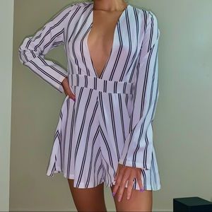 Elegant black and white romper